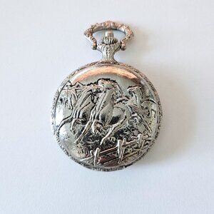 Remington Vintage Quartzarama Pocket Watch with Horse Racing Design